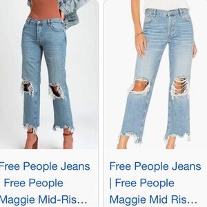 Free people Maggie mid rise Distressed Blue Jeans size 25